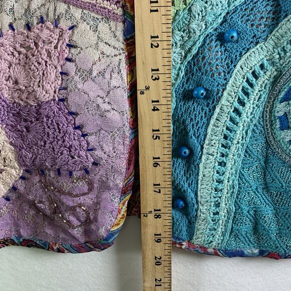 VTG Sandy Starkman Womens Mixed Media Jacket Sz M Pastel Lace Crochet Boho Artsy - Picture 7 of 13